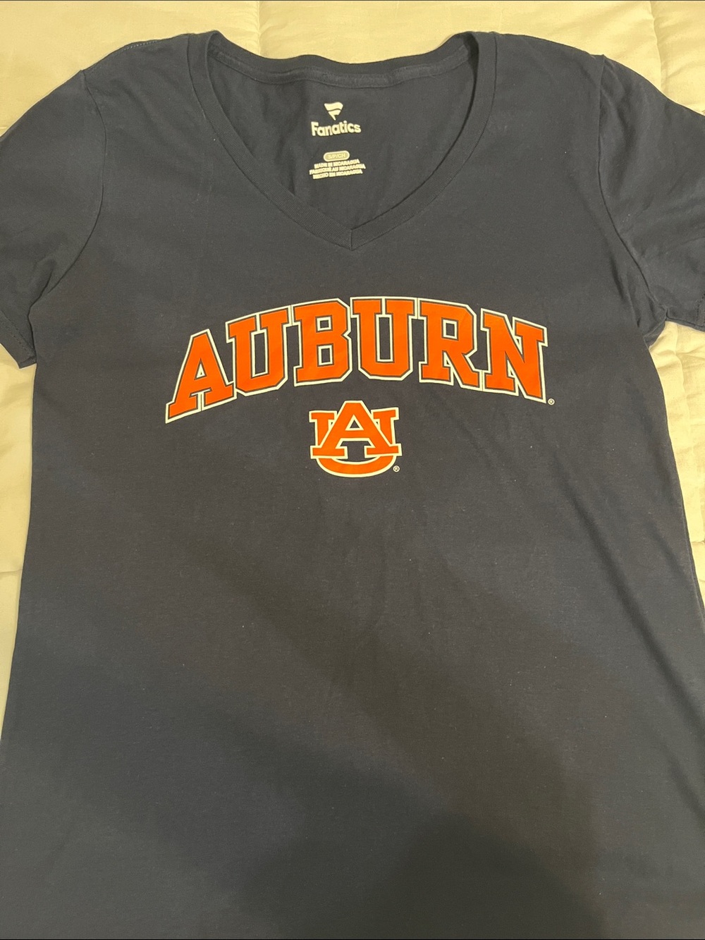 Fanatics Auburn Tigers V Neck Tee Women’s Small Navy Blue AU Shirt